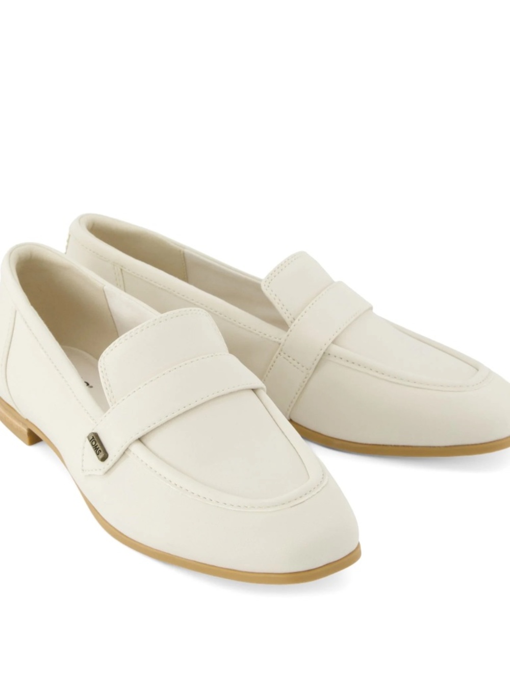 TOMS Lynette Leather Slip On Loafers Womens Light Sand 8.5 Square Toe Casual NWT